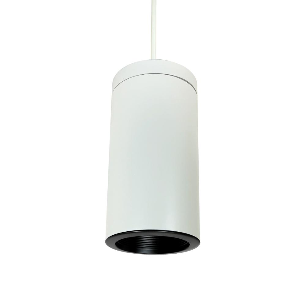 6" Cylinder, White Pendant Mount, Incandescent, Baf., Black