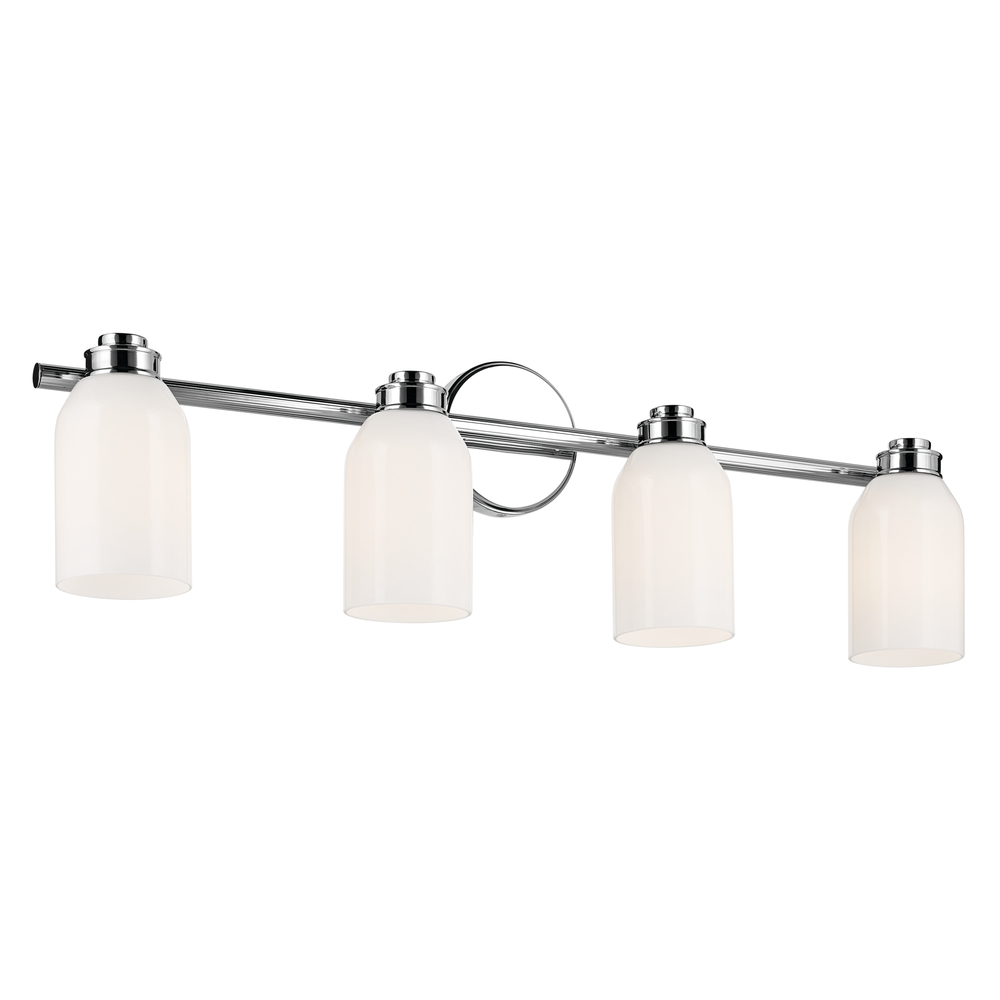 Shae 31" 4-Light Vanity Light with White Opal Glass in Chrome