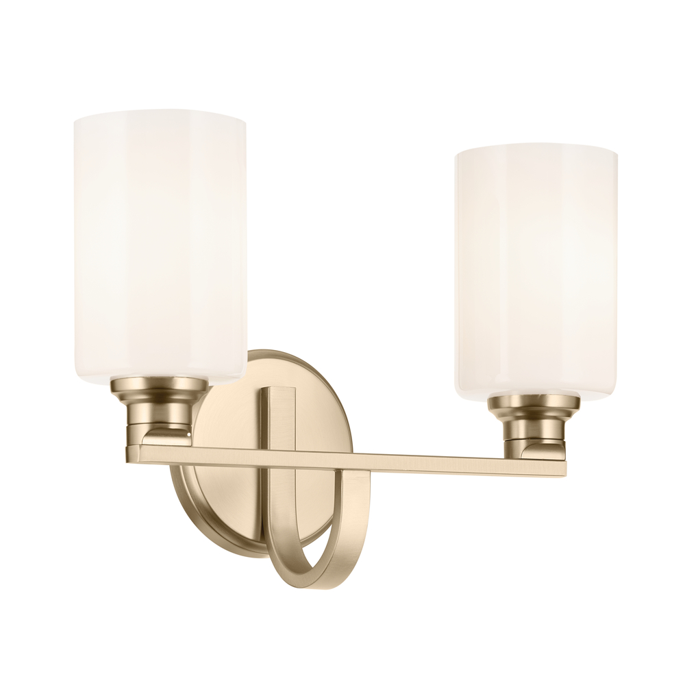 Gioe 14.25" 2-Light Vanity Light with Opal Glass in Champagne Bronze