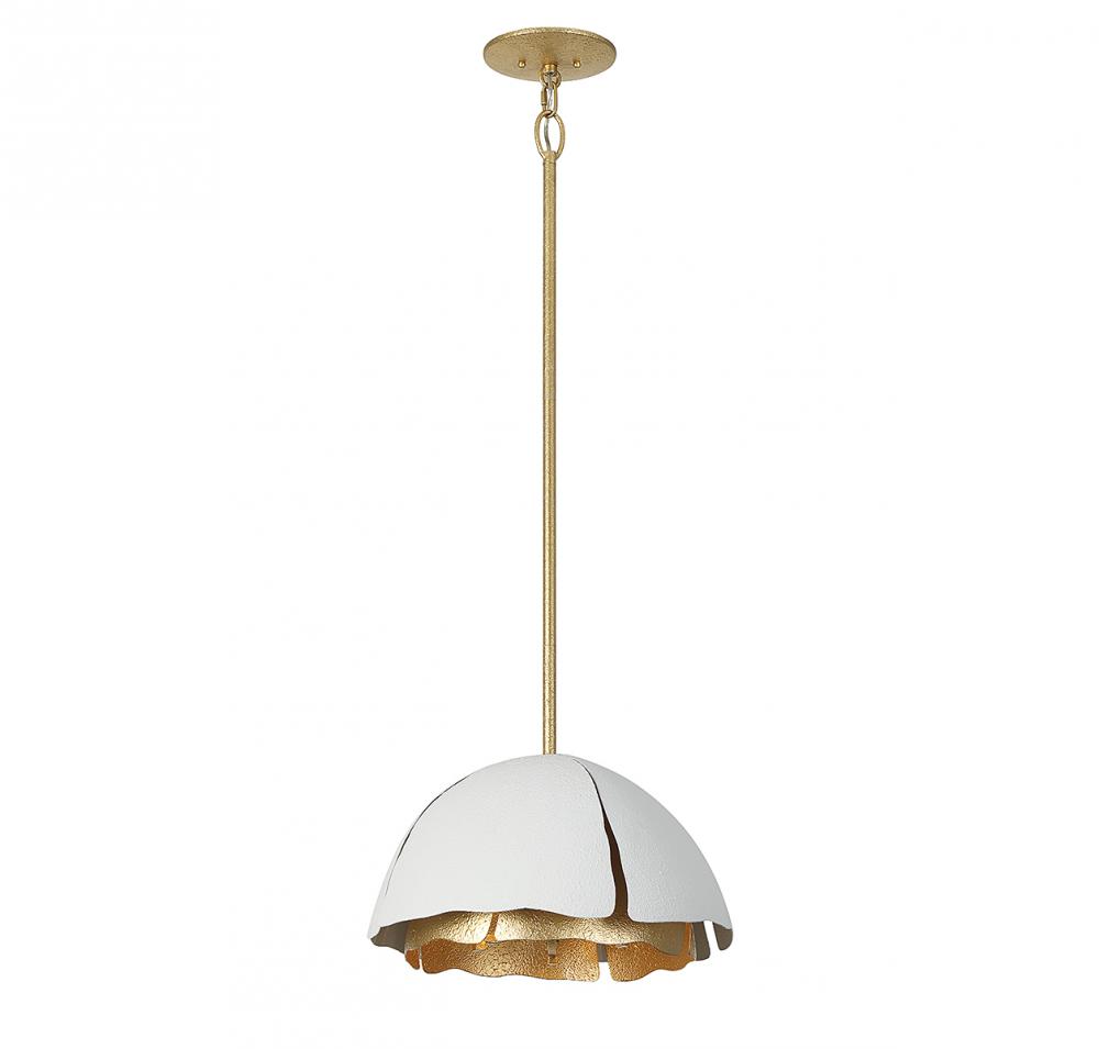 Brewster 3-Light Pendant in Cavalier Gold with Royal White