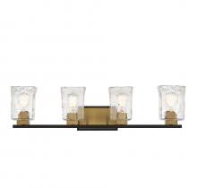 Savoy House 8-1720-4-143 - Sidney 4-Light Bathroom Vanity Light in Matte Black with Warm Brass Accents