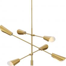 Progress P400380-191 - Cornett Collection Six-Light Brushed Gold Contemporary Chandelier