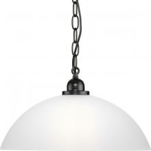 Progress P500149-31M - Classic Dome Collection One-Light Matte Black Transitional Pendant