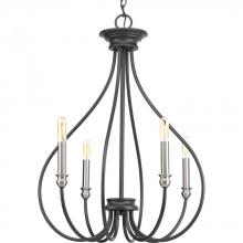 Progress P400029-143 - Whisp Collection Four-Light Graphite Farmhouse Chandelier Light