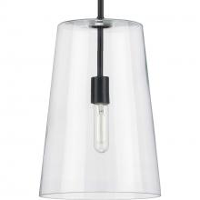 Progress P500242-031 - Clarion Collection One-Light Black Clear Glass Transitional Pendant