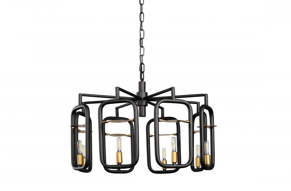 Bar None 8-Lt Chandelier - Aged Gold/Rustic Bronze