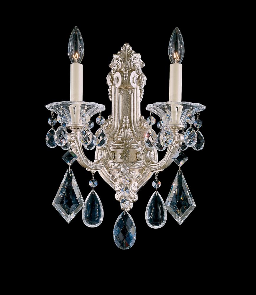 La Scala 2 Light 120V Wall Sconce in Etruscan Gold with Heritage Handcut Crystal