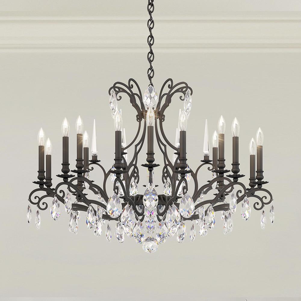 Renaissance Nouveau 18 Light 120V Chandelier in Black with Heritage Handcut Crystal