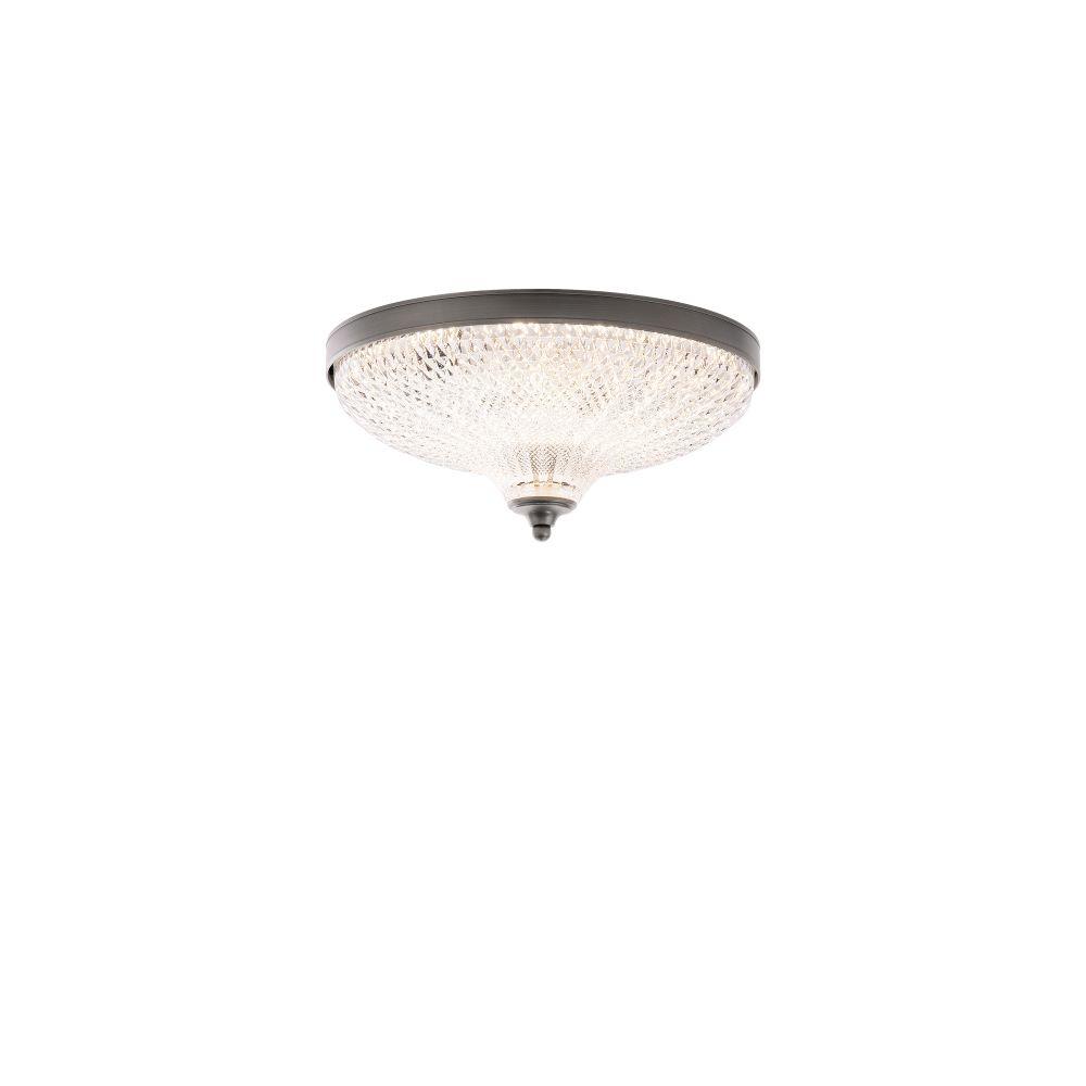 Roma 12in LED 3000K/3500K/4000K 120V-277V Flush Mount in Aged Brass with Clear Optic Crystal