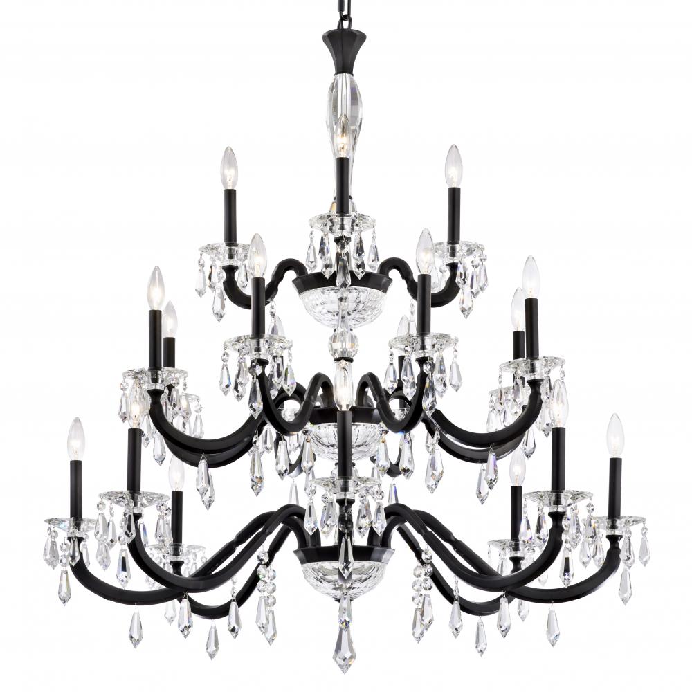 Napoli 20 Light 120V Chandelier in Black with Radiance Crystal