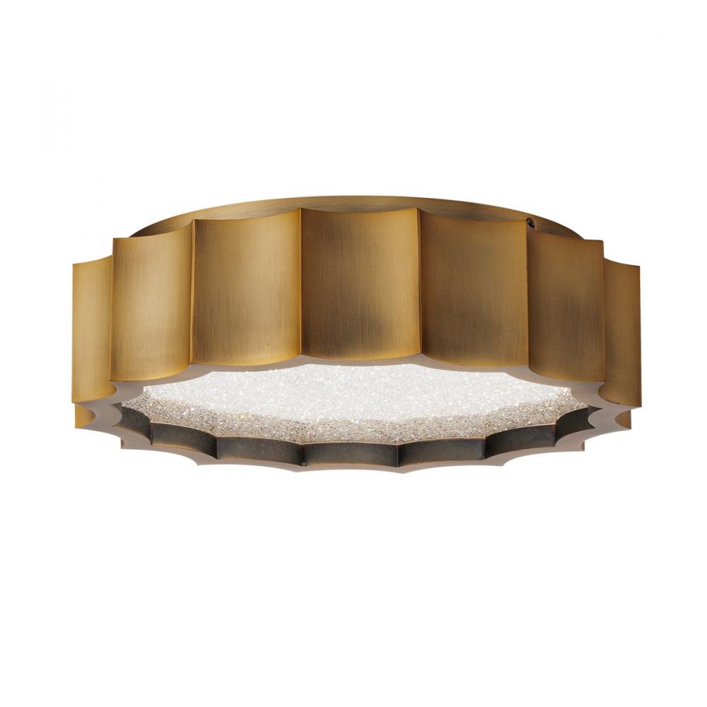 Tarte 12in 120V LED Flush Mount in Aged Brass with Radiance Crystal Dust