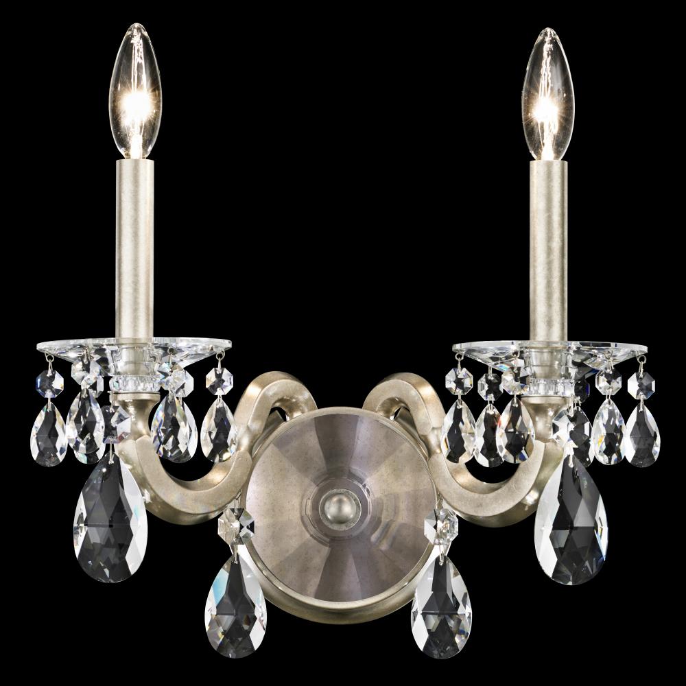 San Marco 2 Light 120V Wall Sconce in Black with Radiance Crystal