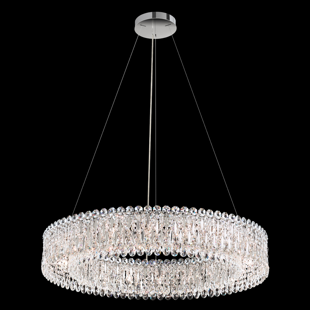 Sarella 18 Light 120V Pendant in Polished Stainless Steel with Heritage Handcut Crystal