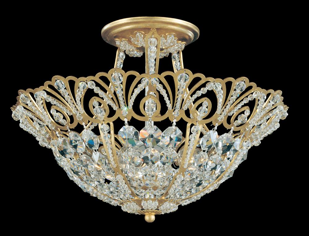 Rivendell 5 Light 120V Semi-Flush Mount in Etruscan Gold with Radiance Crystal