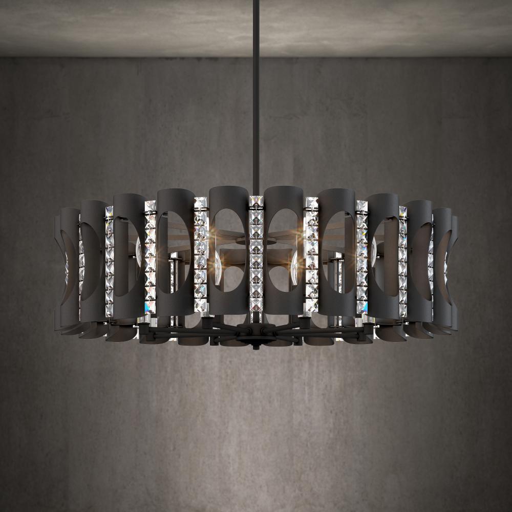 Twilight 8 Light 120V Pendant in Antique Silver with Optic Crystal