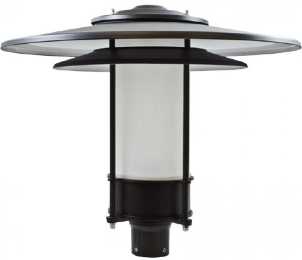 LARGE HAT TOP POST LIGHT FIXTURE FROSTED GLASS LED 30W