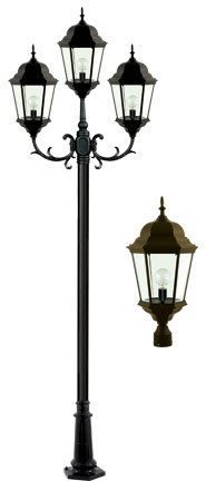 Dabmar GM2303-LED30-BZ - 3 LIGHT POST TOP FIX W/ CLEAR GLASS LED 30W 120V