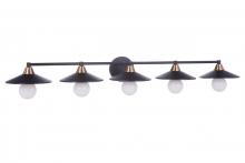 Craftmade 12546FBSB5 - Isaac 5 Light Vanity in Flat Black/Satin Brass