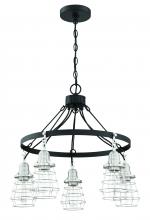 Craftmade 50625-FBBNK - Thatcher 5 Light Chandelier in Flat Black/Brushed Polished Nickel