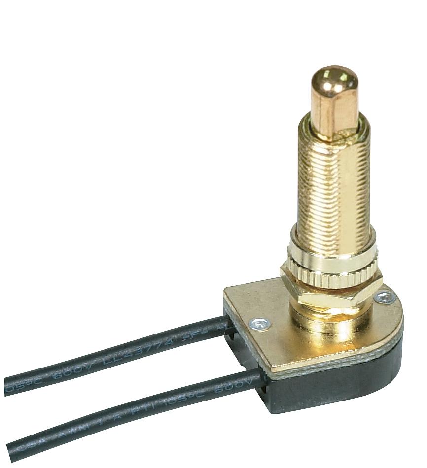 On-Off Metal Push Switch; 1-1/8" Metal Bushing; Single Circuit; 6A-125V, 3A-250V Rating; 6"