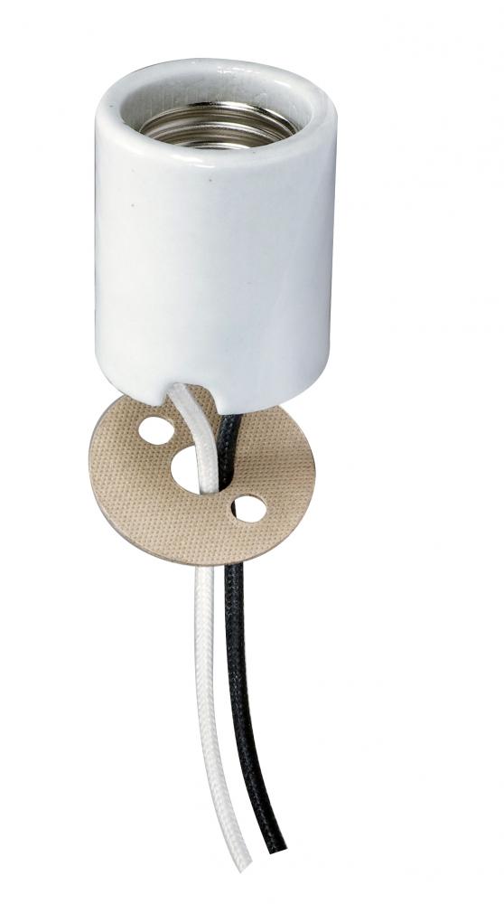 Keyless Porcelain Socket With Paper Liner; Mounting Screws Held Captive; 2 Wireways; 48" Leads