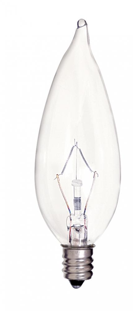 25 Watt CA9 1/2 Incandescent; Clear; 2500 Average rated hours; 212 Lumens; Candelabra base; 120 Volt