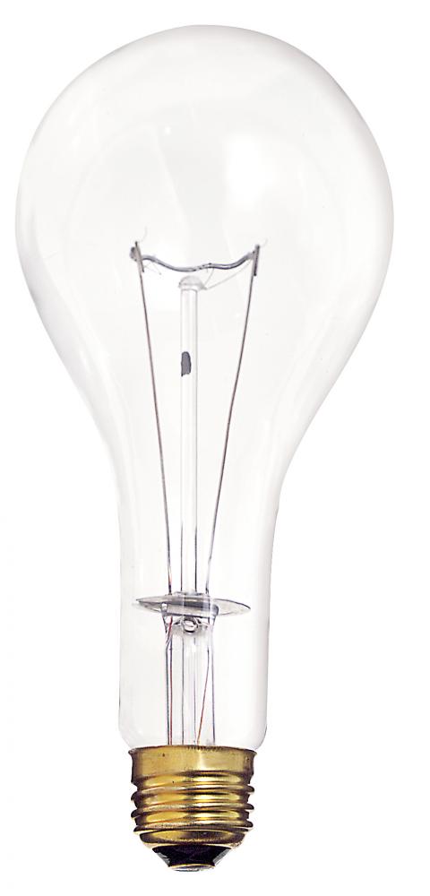 300 Watt PS25 Incandescent; Clear; 5000 Average rated hours; 3600 Lumens; Medium base; 130 Volt