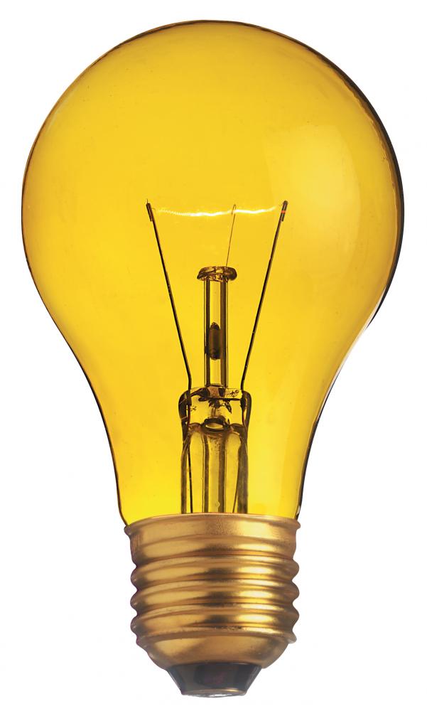 25 Watt A19 Incandescent; Transparent Yellow; 2000 Average rated hours; Medium base; 130 Volt