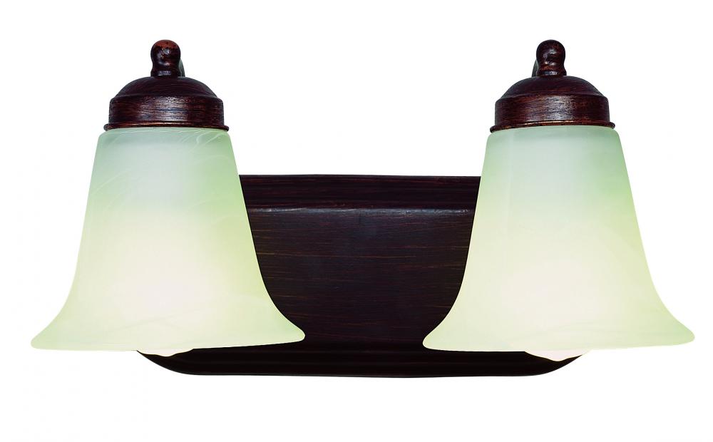 Rusty Collection 2-Light, Glass Bell Shades Vanity Wall Light