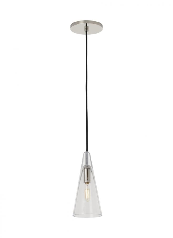 Sean Lavin Selina 1-light dimmable small accent pendant with polished nickel finish and glass shade