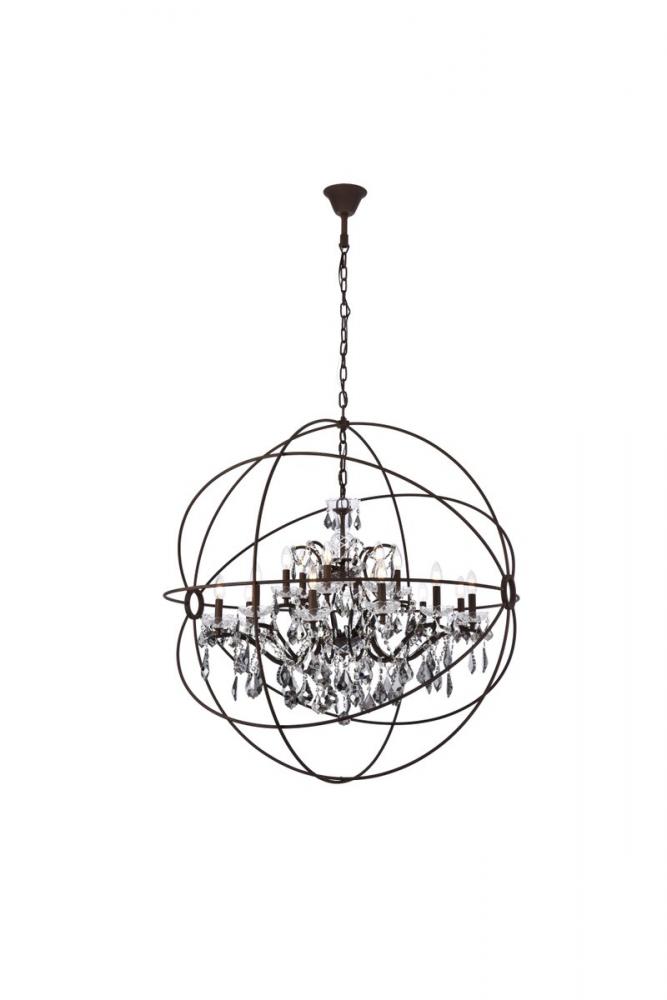 Geneva 18 Light Rustic Intent Chandelier Silver Shade (Grey) Royal Cut Crystal