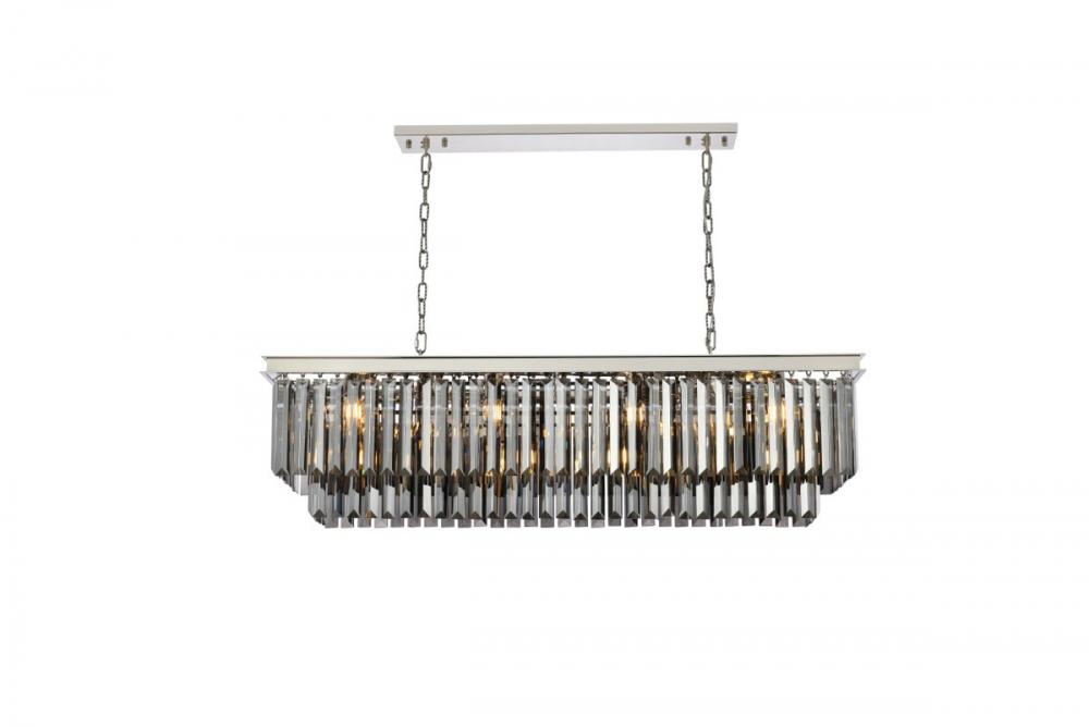 Sydney 12 Light Polished Nickel Chandelier Silver Shade (Grey) Royal Cut Crystal