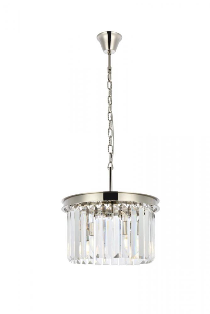 Sydney 3 light polished nickel Pendant Clear Royal Cut Crystal