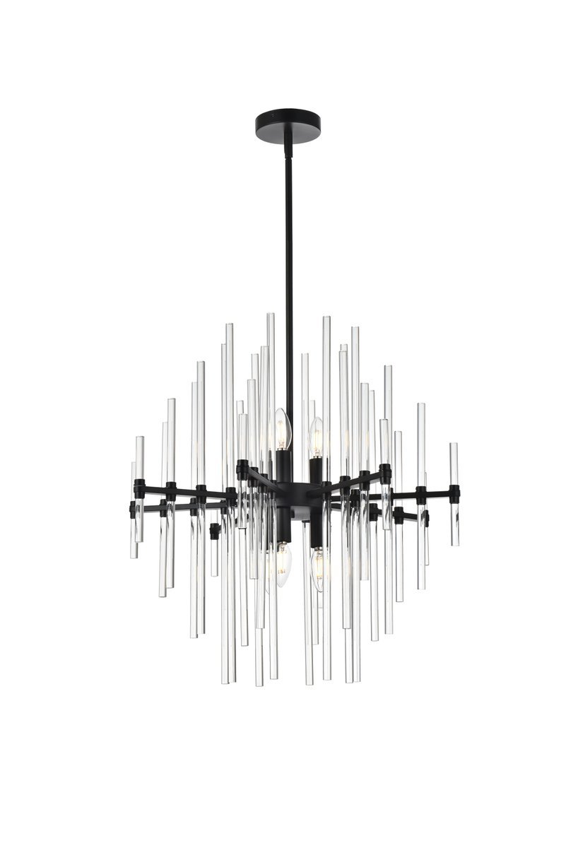 Sienna 23 Inch Crystal Rod Pendant in Black