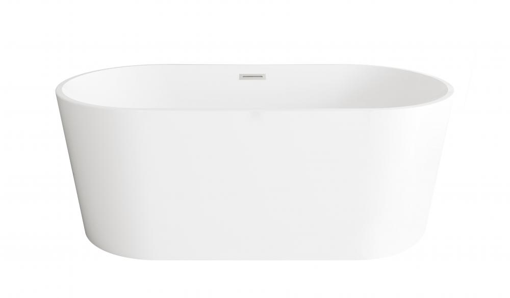 59 inch Bathtub in Glossy White with Brushed Nickel Trim