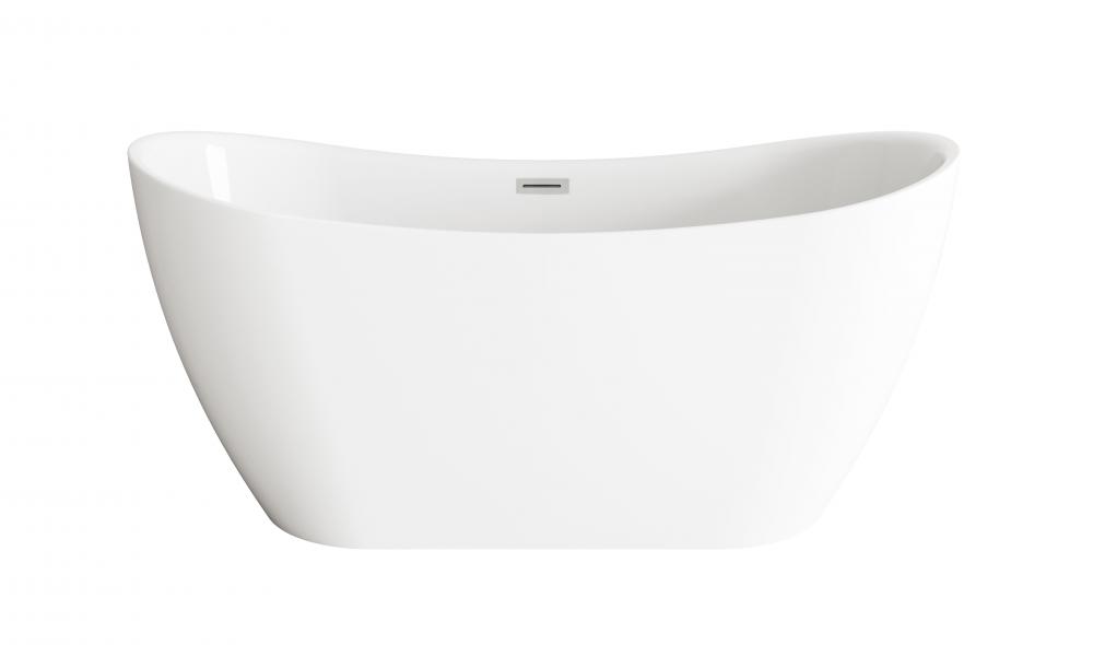 59 inch Bathtub in Glossy White with Brushed Nickel Trim