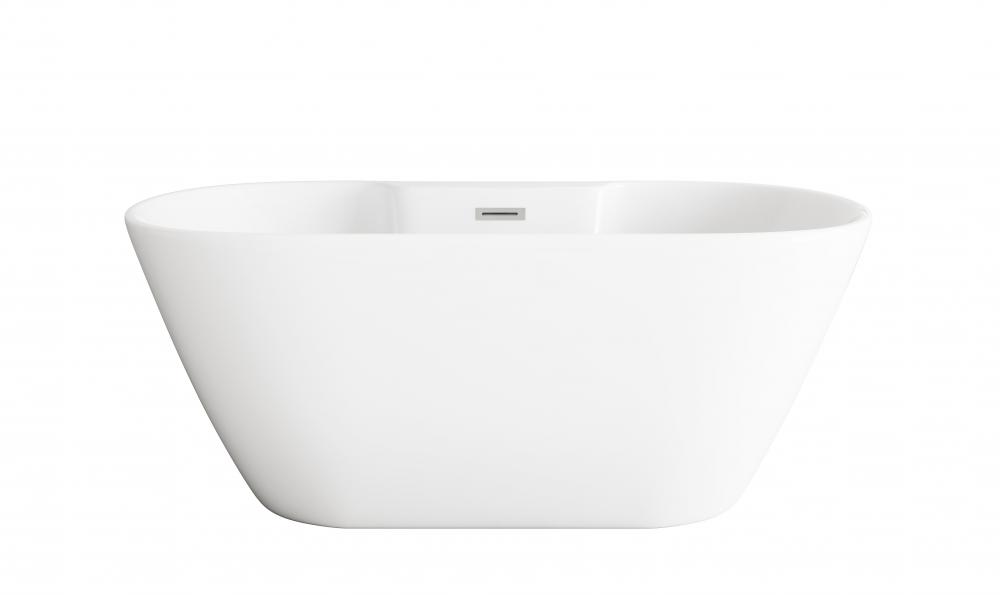 59 inch Bathtub in Glossy White with Brushed Nickel Trim