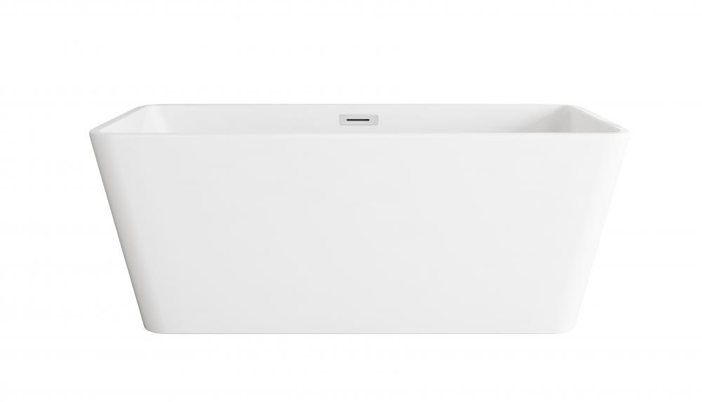 59 inch Bathtub in Glossy White with Chrome Trim