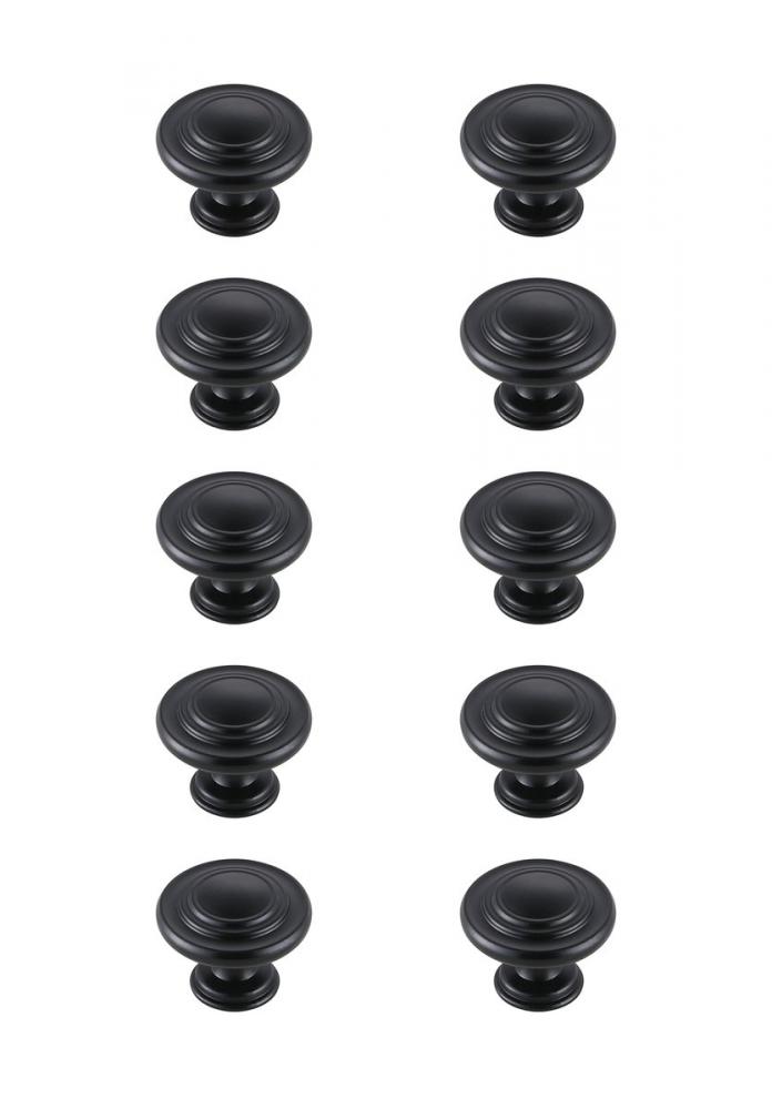 Minu 1.3" Diameter Matte Black Mushroom Knob Multipack (Set of 10)