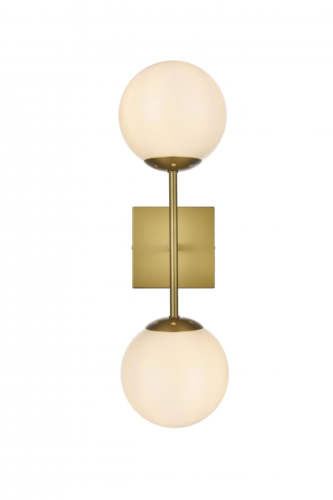 Neri 6 Inch Wall Sconce White Shade in Satin Gold