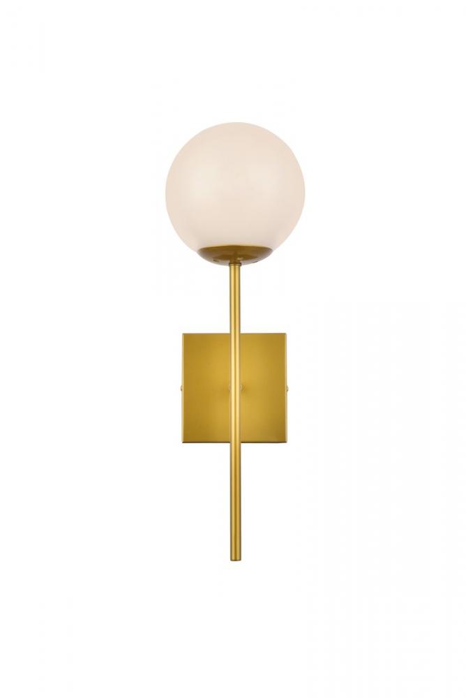 Neri 1 light brass and white glass wall sconce