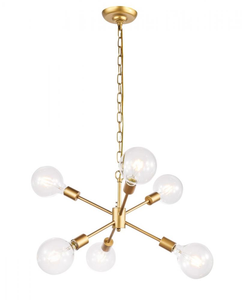 Nolan 6 light Brass pendant