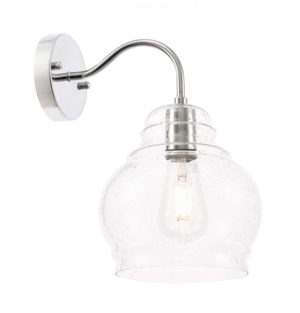 Pierce 1 light Chrome and Clear seeded glass wall sconce