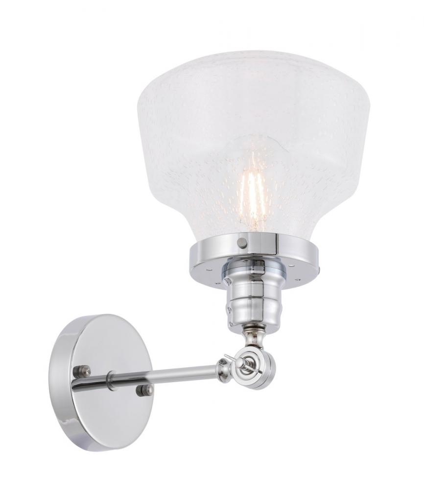 Lyle 1 light Chrome and Clear seeded glass wall sconce