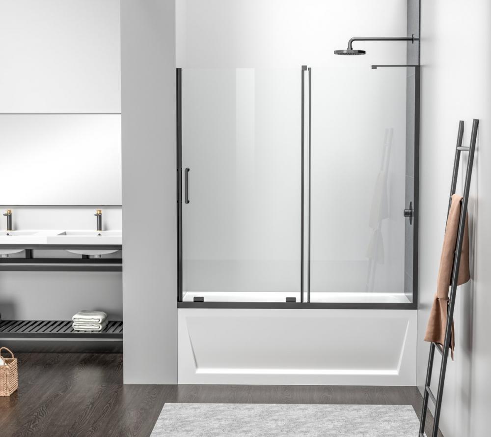 Frameless tub door 60 x 60 Matte Black