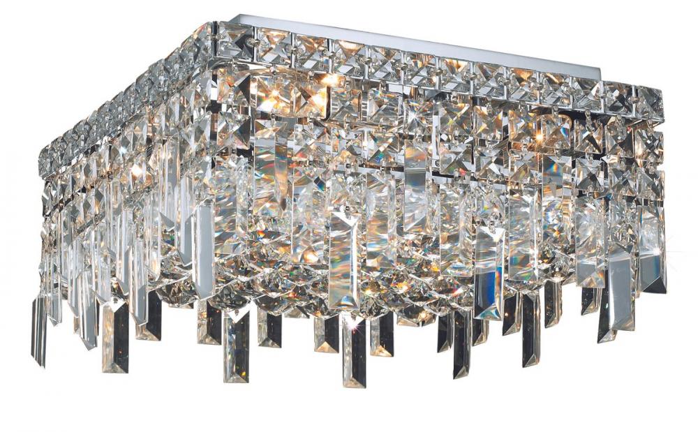 Maxime 4 Light Chrome Flush Mount Clear Royal Cut Crystal