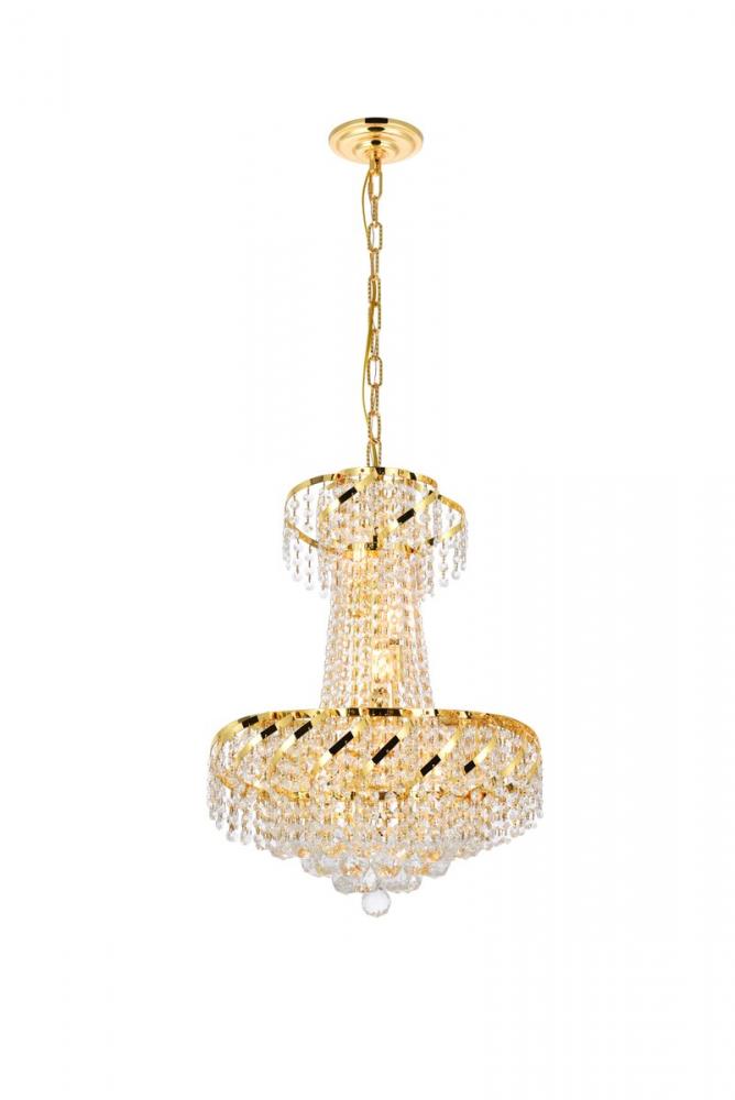 Belenus 6 Light Gold Pendant Clear Royal Cut Crystal