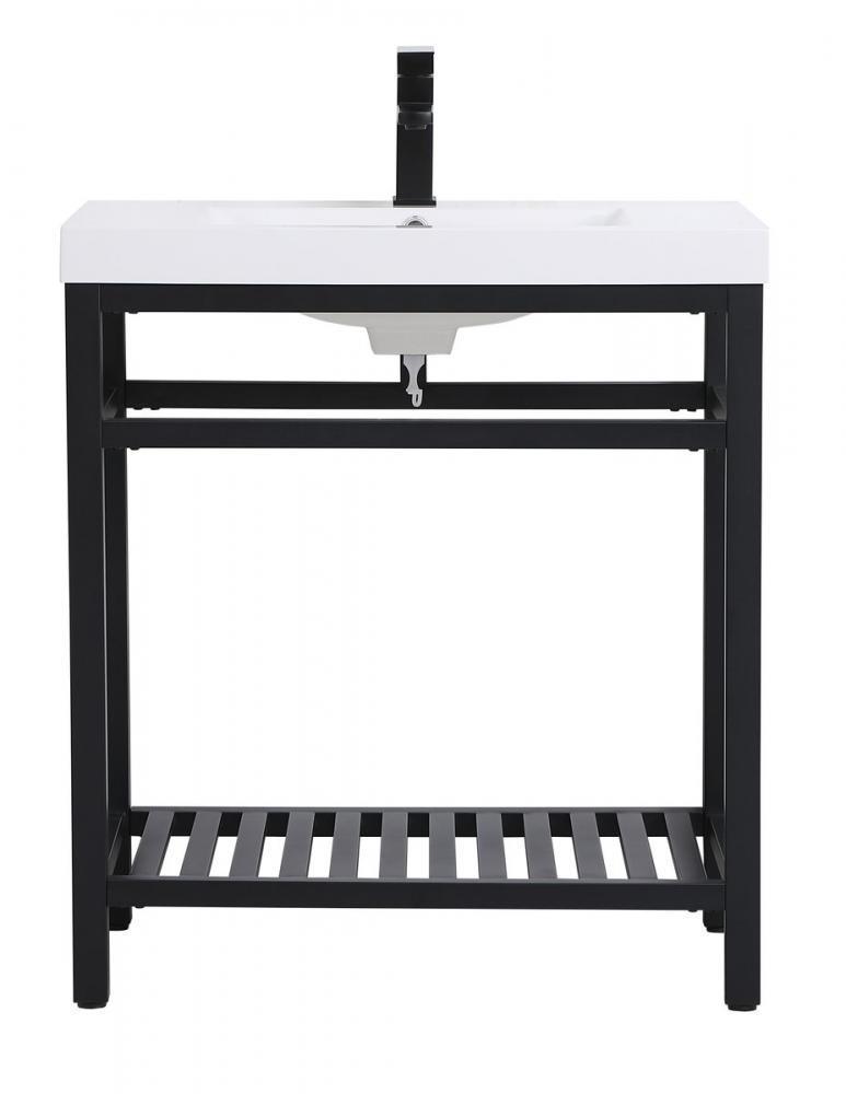 30 Inch Single Bathroom Metal Vanity in Black