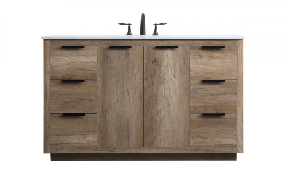 54 Inch SIngle Bathroom Vanity In Natural Oak