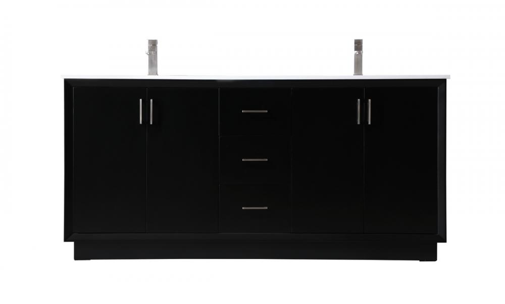 72 Inch Double Bathroom Vanity in Black